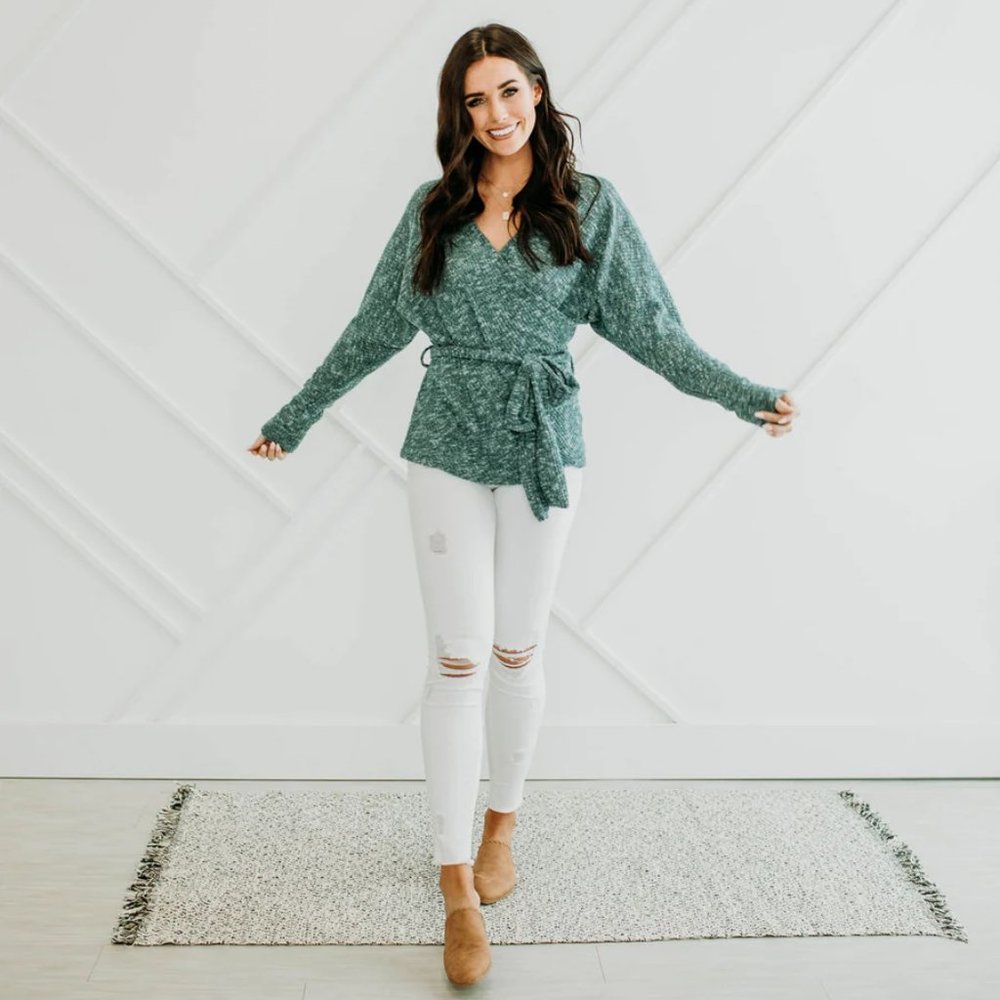 Teal Wrap Sweater